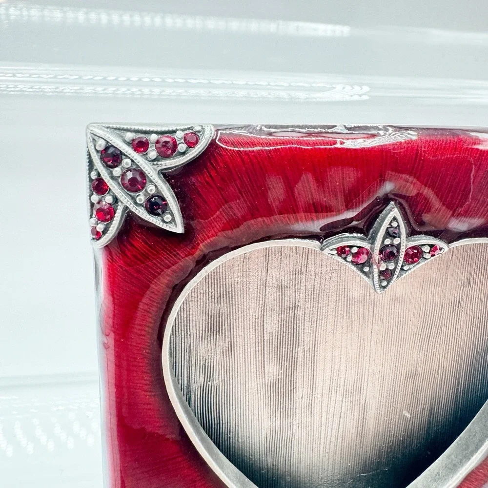Jay Strongwater Red Enameled Mini Picture Frame Heart Square 3